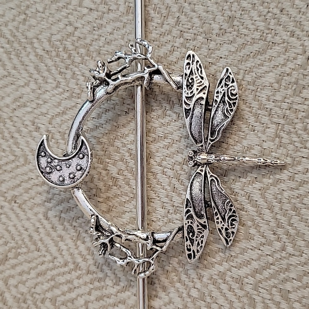 Silver Dragonfly Hair Slide Bun Cage